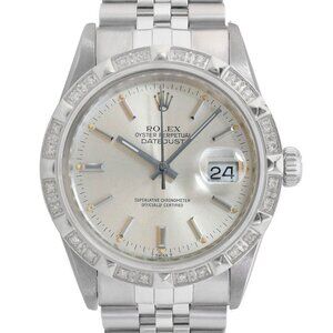 ROLEX DATEJUST SILVER INDEX DIAL 0.85CTW DIAMOND STEEL JUBILEE WATCH 36 MM 16014